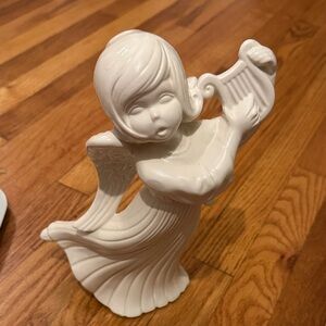 Ceramic Angel Figurine with Harp